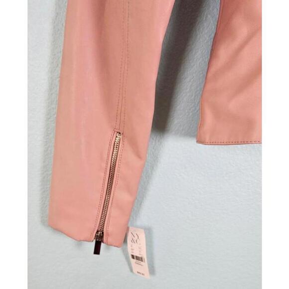 NY&C Pink Women's Faux Leather Biker Jacket Size XS NWT - Picture 5 of 11